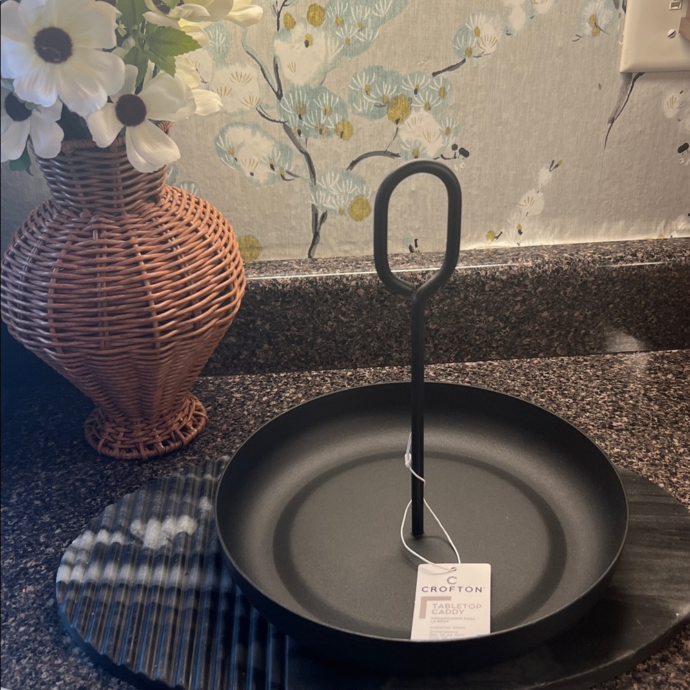 NWT Crofton Black Iron Tabletop Caddy 10.24 inches tall by 10.24 inches wide